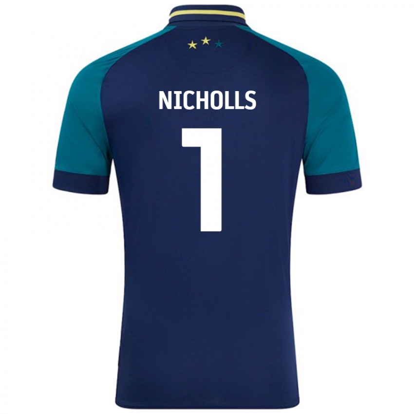 Enfant Maillot Lee Nicholls #1 Marine Vert Foncé Tenues Extérieur 2024/25 T-Shirt Suisse