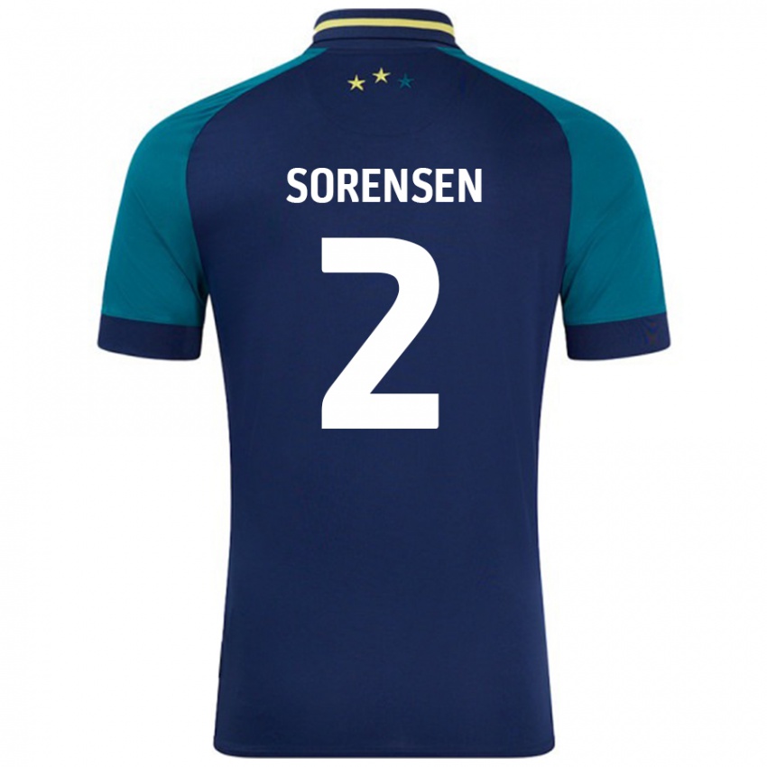 Enfant Maillot Lasse Sörensen #2 Marine Vert Foncé Tenues Extérieur 2024/25 T-Shirt Suisse