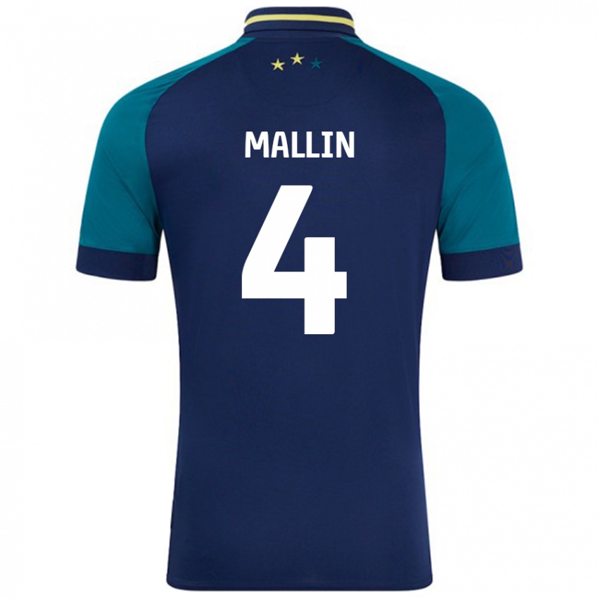 Enfant Maillot Kate Mallin #4 Marine Vert Foncé Tenues Extérieur 2024/25 T-Shirt Suisse