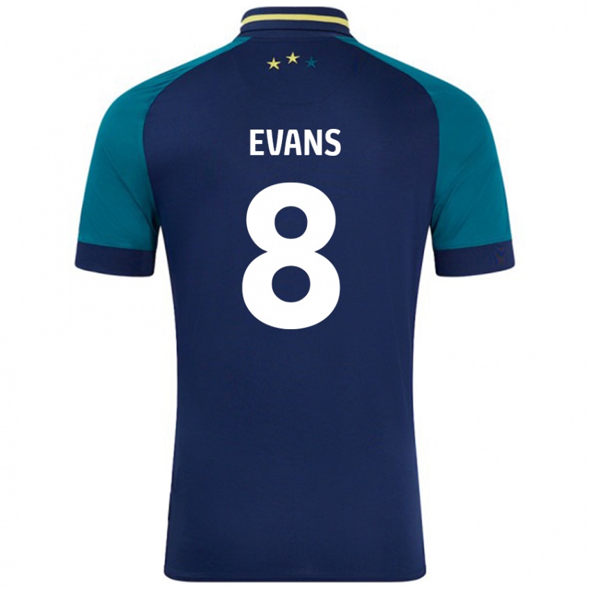 Enfant Maillot Charley Evans #8 Marine Vert Foncé Tenues Extérieur 2024/25 T-Shirt Suisse