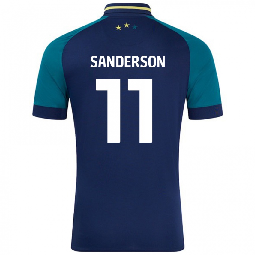 Enfant Maillot Brittany Sanderson #11 Marine Vert Foncé Tenues Extérieur 2024/25 T-Shirt Suisse