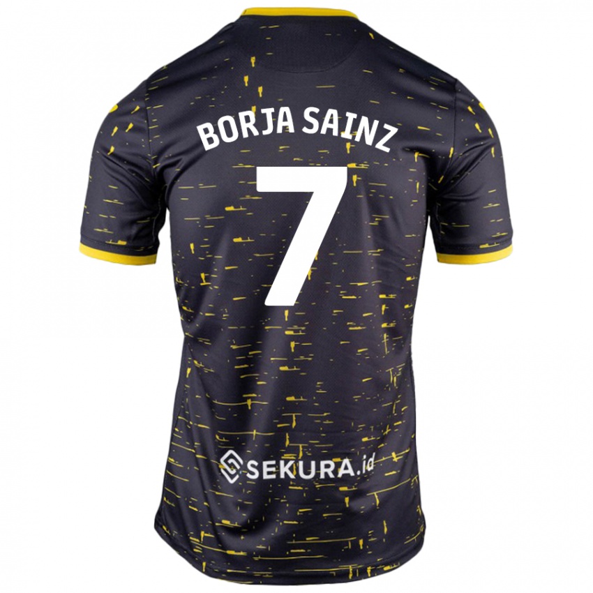 Kinder Borja Sainz #7 Schwarz Gelb Auswärtstrikot Trikot 2024/25 T-Shirt Schweiz