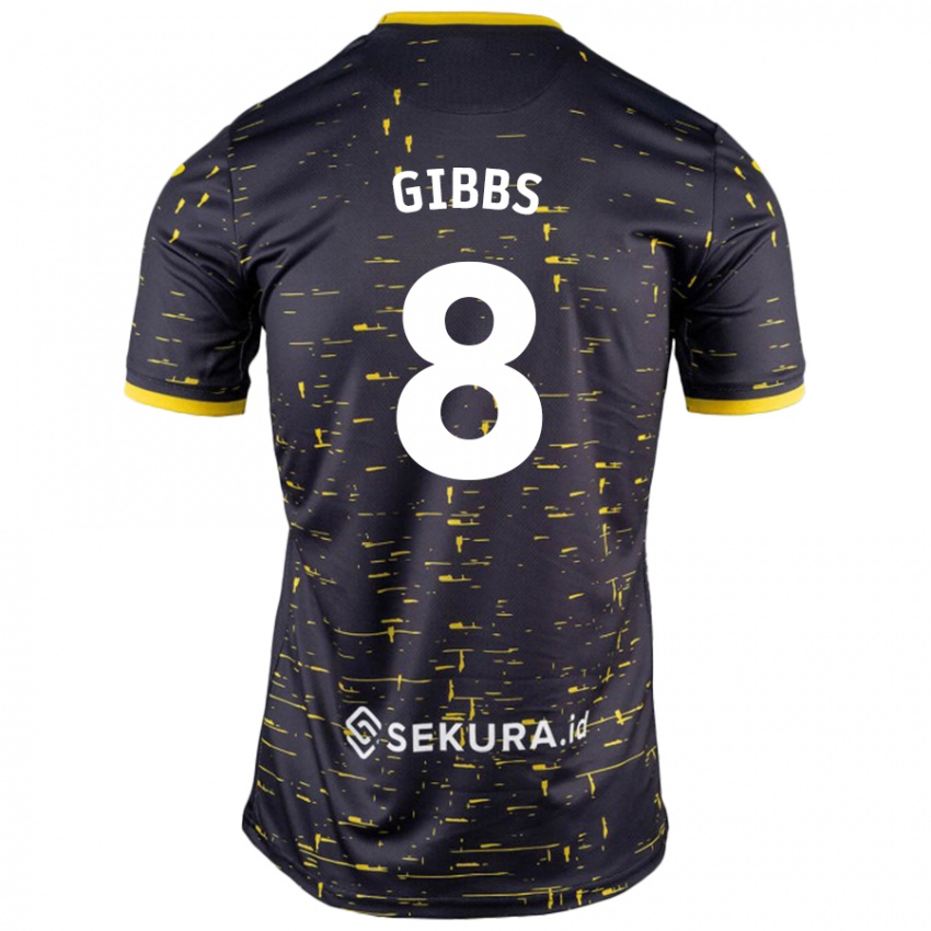 Kinder Liam Gibbs #8 Schwarz Gelb Auswärtstrikot Trikot 2024/25 T-Shirt Schweiz