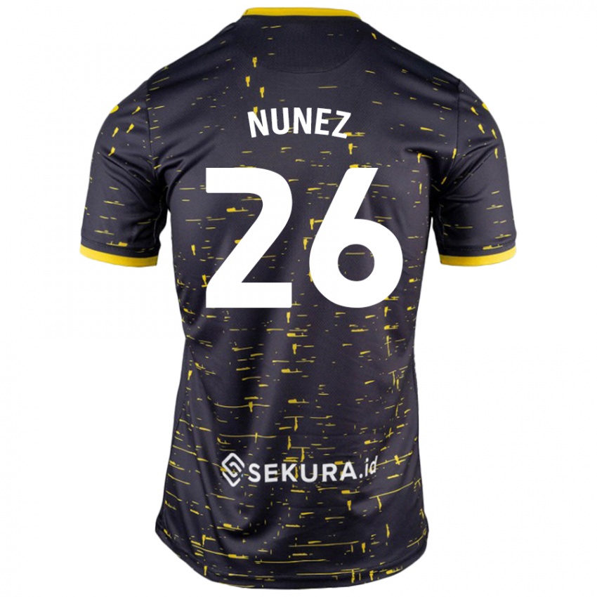 Kinder Marcelino Núñez #26 Schwarz Gelb Auswärtstrikot Trikot 2024/25 T-Shirt Schweiz