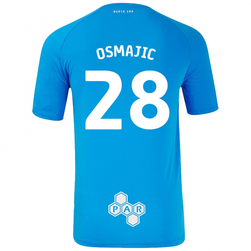 Enfant Maillot Milutin Osmajic #28 Bleu Ciel Tenues Extérieur 2024/25 T-Shirt Suisse