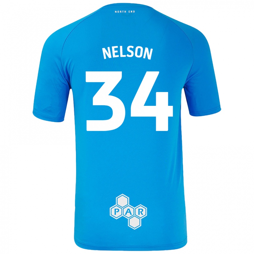 Enfant Maillot Kitt Nelson #34 Bleu Ciel Tenues Extérieur 2024/25 T-Shirt Suisse