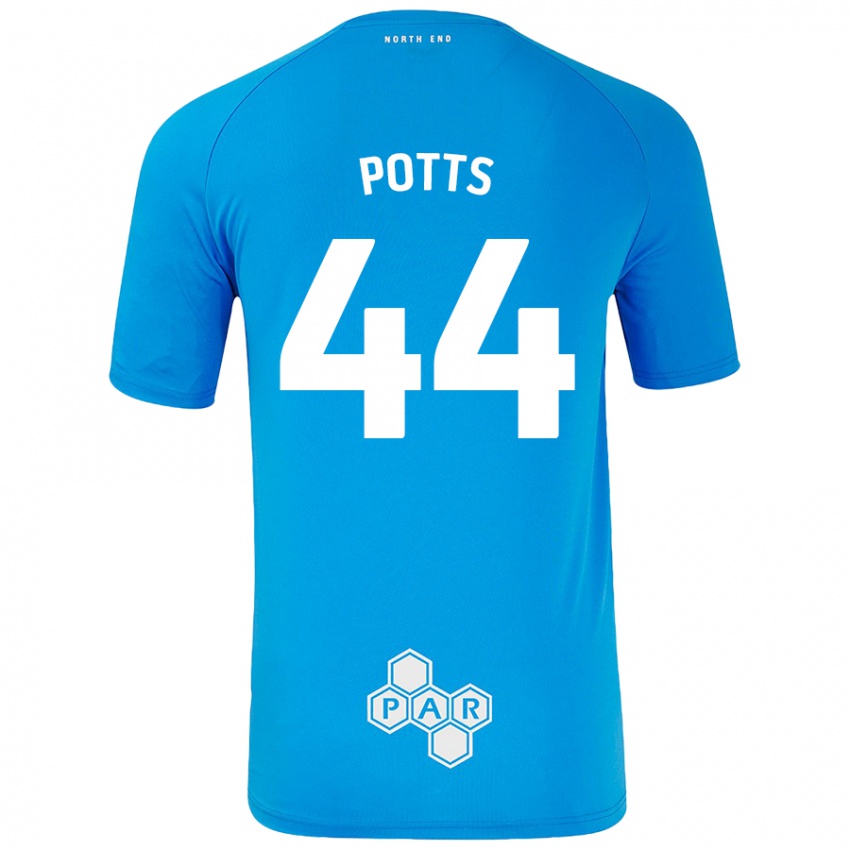 Enfant Maillot Brad Potts #44 Bleu Ciel Tenues Extérieur 2024/25 T-Shirt Suisse