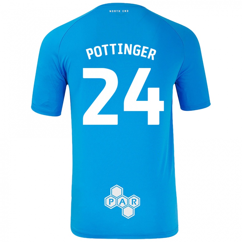 Enfant Maillot Kaya Pottinger #24 Bleu Ciel Tenues Extérieur 2024/25 T-Shirt Suisse