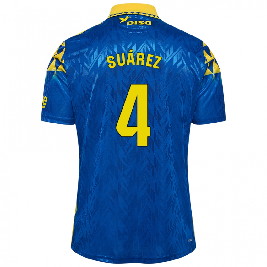 Kinder Alex Suárez #4 Blau Gelb Auswärtstrikot Trikot 2024/25 T-Shirt Schweiz