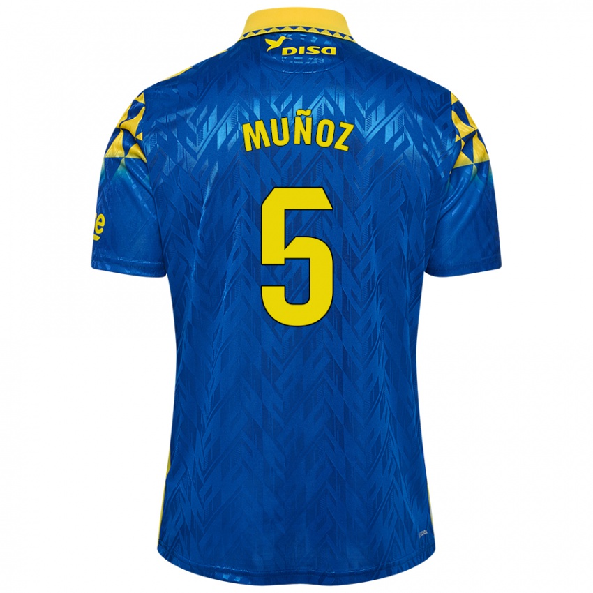 Kinder Javi Muñoz #5 Blau Gelb Auswärtstrikot Trikot 2024/25 T-Shirt Schweiz