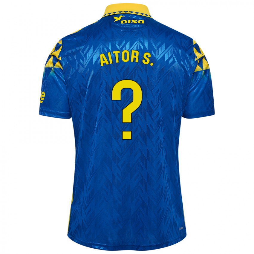 Enfant Maillot Aitor Sánchez #0 Bleu Jaune Tenues Extérieur 2024/25 T-Shirt Suisse