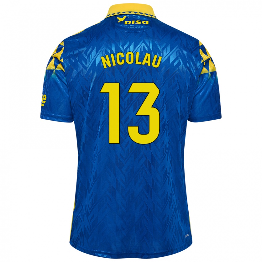 Kinder Nacho Nicolau #13 Blau Gelb Auswärtstrikot Trikot 2024/25 T-Shirt Schweiz