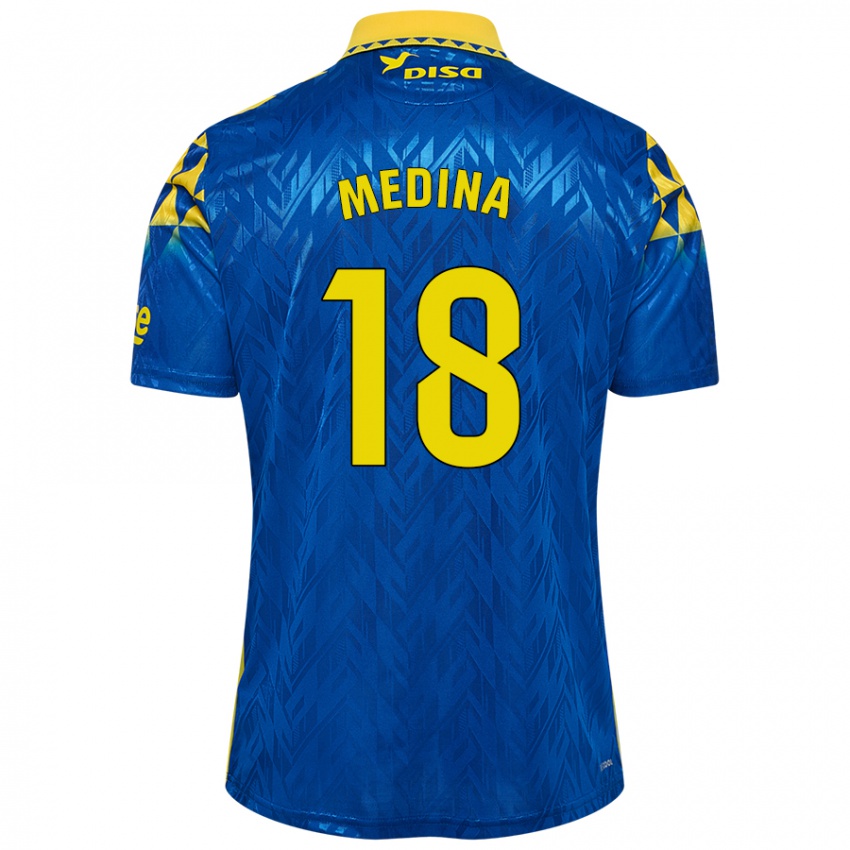 Kinder Iván Medina #18 Blau Gelb Auswärtstrikot Trikot 2024/25 T-Shirt Schweiz