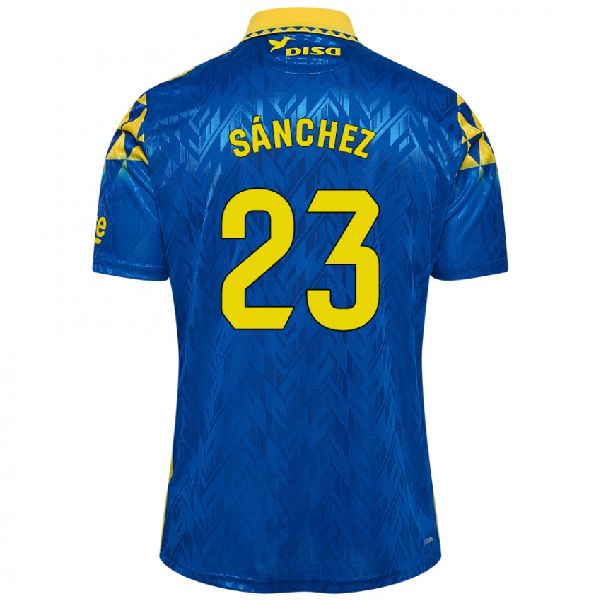 Kinder Omar Sánchez #23 Blau Gelb Auswärtstrikot Trikot 2024/25 T-Shirt Schweiz