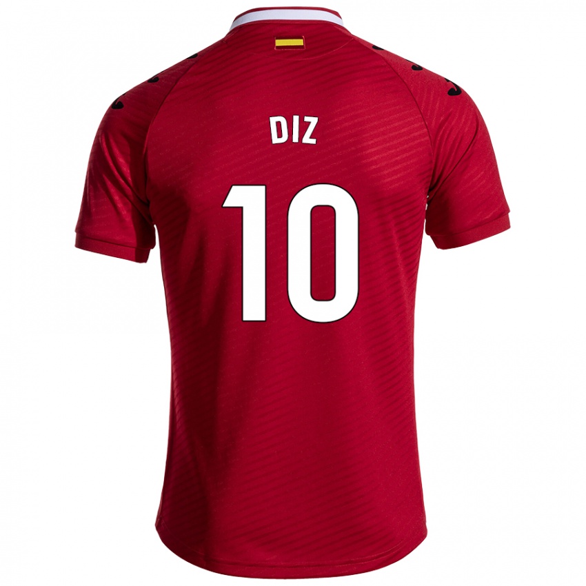 Kinder Rafa Diz #10 Dunkelrot Auswärtstrikot Trikot 2024/25 T-Shirt Schweiz