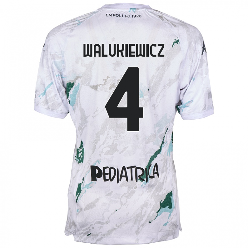 Kinder Sebastian Walukiewicz #4 Grau Auswärtstrikot Trikot 2024/25 T-Shirt Schweiz