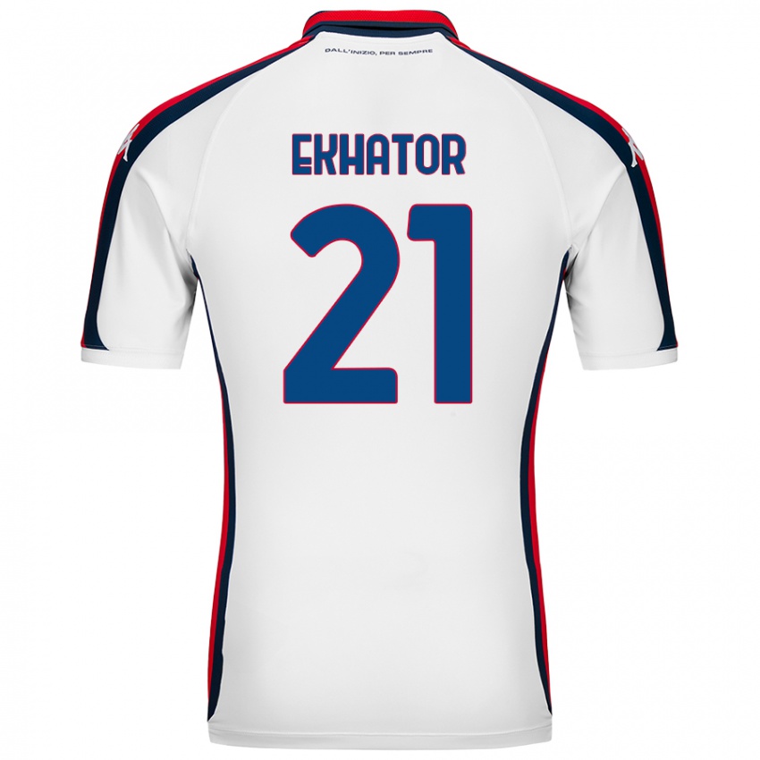 Enfant Maillot Jeff Ekhator #21 Blanc Tenues Extérieur 2024/25 T-Shirt Suisse