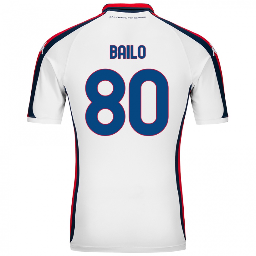 Kinder Giorgio Bailo #80 Weiß Auswärtstrikot Trikot 2024/25 T-Shirt Schweiz