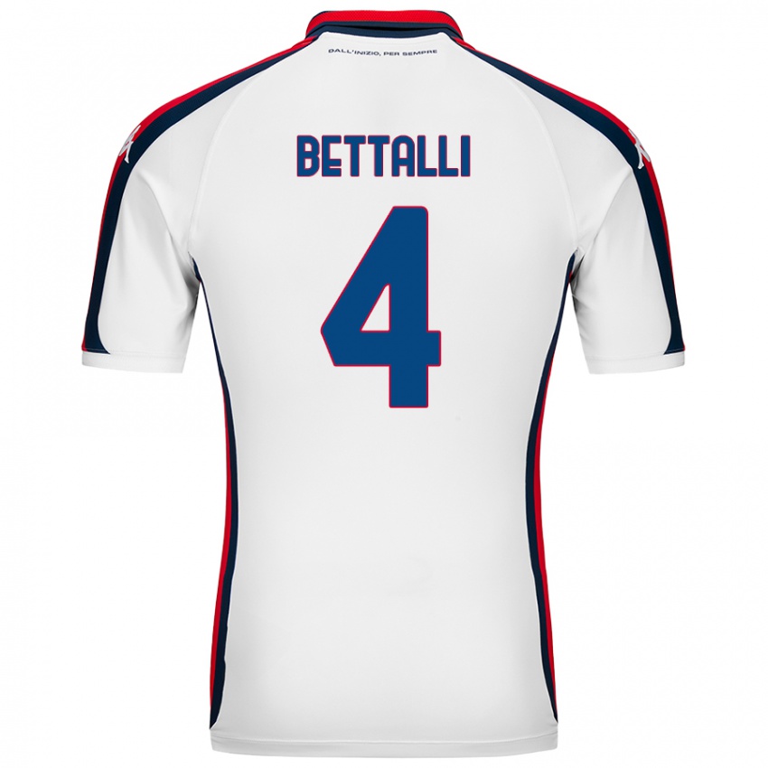 Enfant Maillot Giorgia Bettalli #4 Blanc Tenues Extérieur 2024/25 T-Shirt Suisse