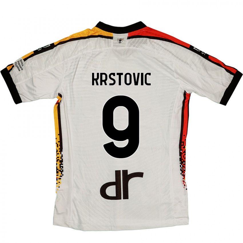 Kinder Nikola Krstovic #9 Weiß Schwarz Auswärtstrikot Trikot 2024/25 T-Shirt Schweiz