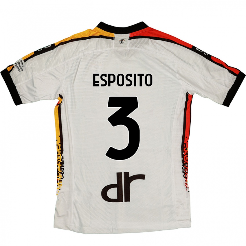 Enfant Maillot Sebastian Esposito #3 Blanc Noir Tenues Extérieur 2024/25 T-Shirt Suisse