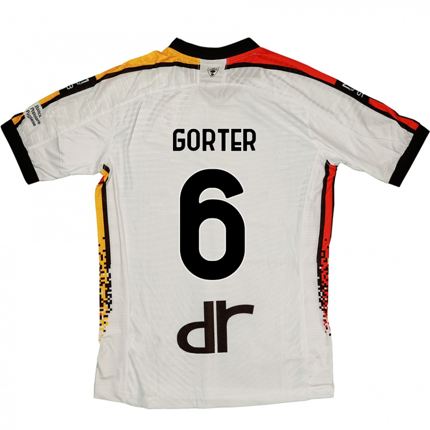 Kinder Olaf Gorter #6 Weiß Schwarz Auswärtstrikot Trikot 2024/25 T-Shirt Schweiz