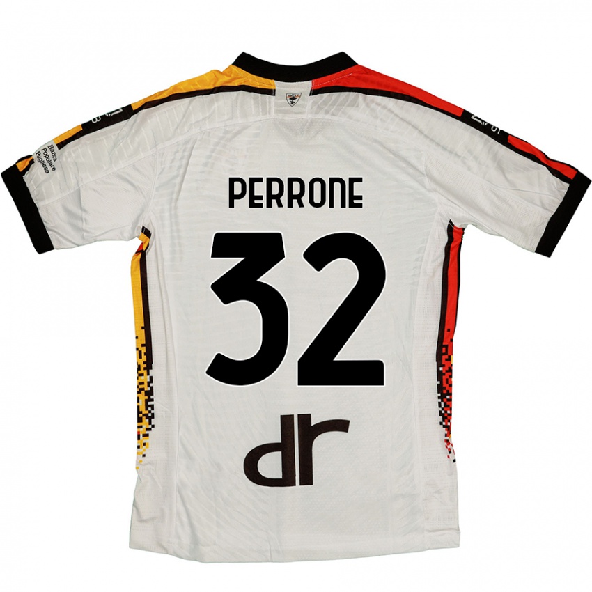 Kinder Samuele Perrone #32 Weiß Schwarz Auswärtstrikot Trikot 2024/25 T-Shirt Schweiz