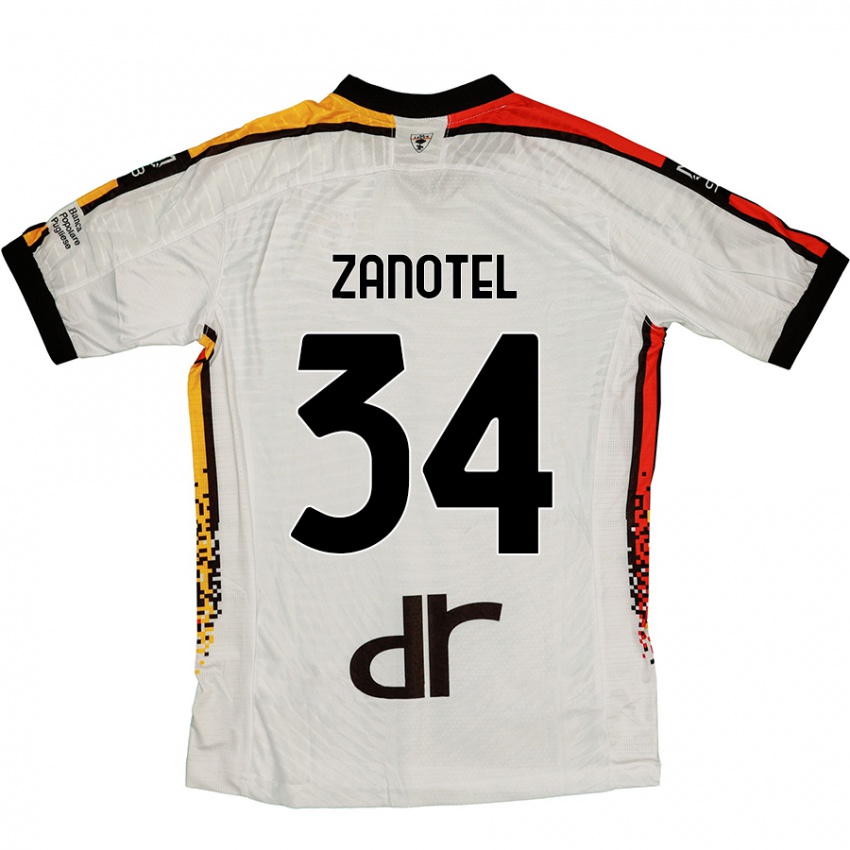 Kinder Giovanni Zanotel #34 Weiß Schwarz Auswärtstrikot Trikot 2024/25 T-Shirt Schweiz