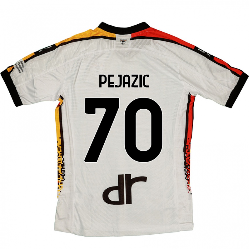 Kinder Mario Pejazic #70 Weiß Schwarz Auswärtstrikot Trikot 2024/25 T-Shirt Schweiz