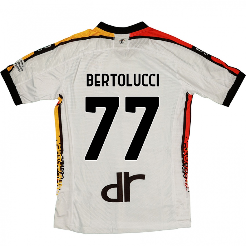 Kinder Sandro Bertolucci #77 Weiß Schwarz Auswärtstrikot Trikot 2024/25 T-Shirt Schweiz