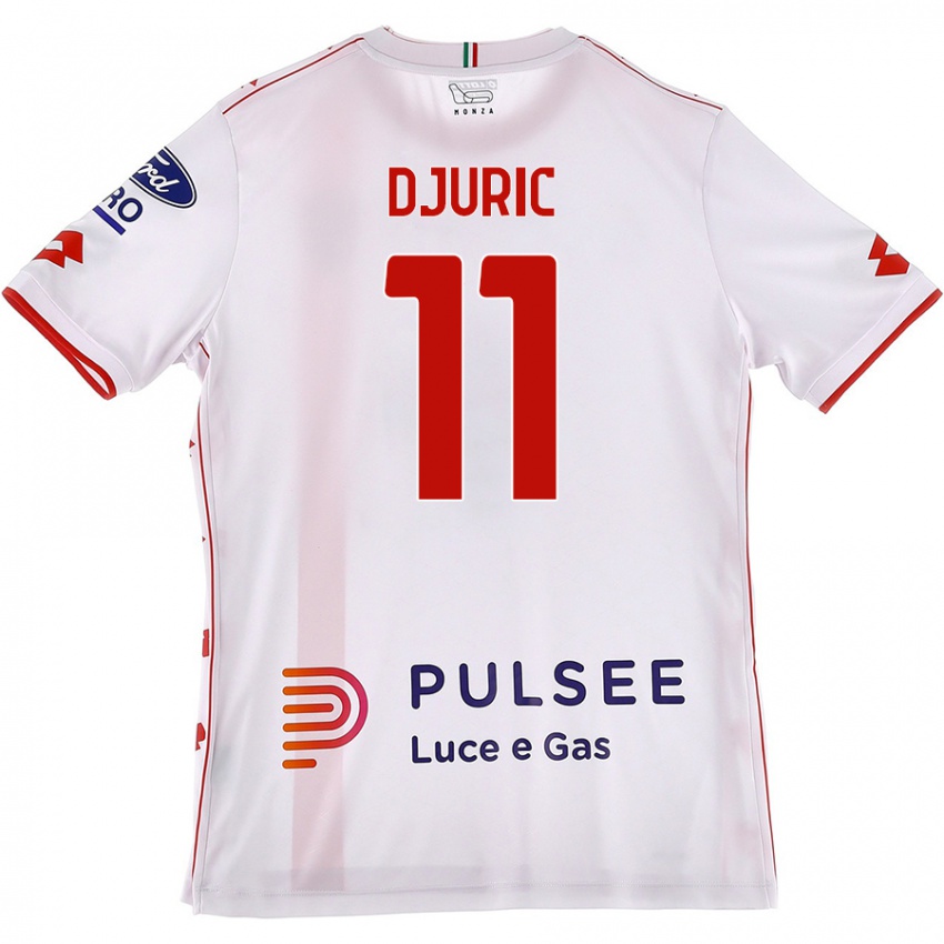 Enfant Maillot Milan Djuric #11 Blanc Rouge Tenues Extérieur 2024/25 T-Shirt Suisse