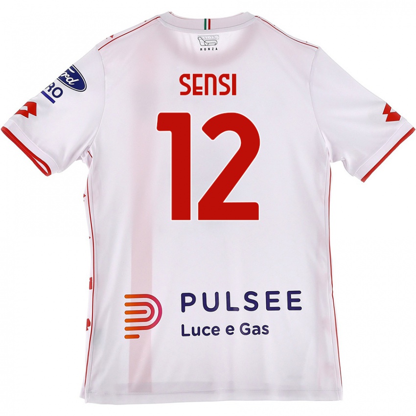 Enfant Maillot Stefano Sensi #12 Blanc Rouge Tenues Extérieur 2024/25 T-Shirt Suisse