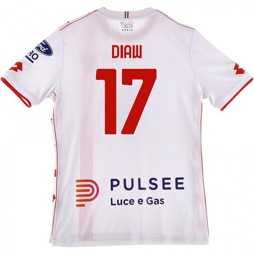 Enfant Maillot Davide Diaw #17 Blanc Rouge Tenues Extérieur 2024/25 T-Shirt Suisse