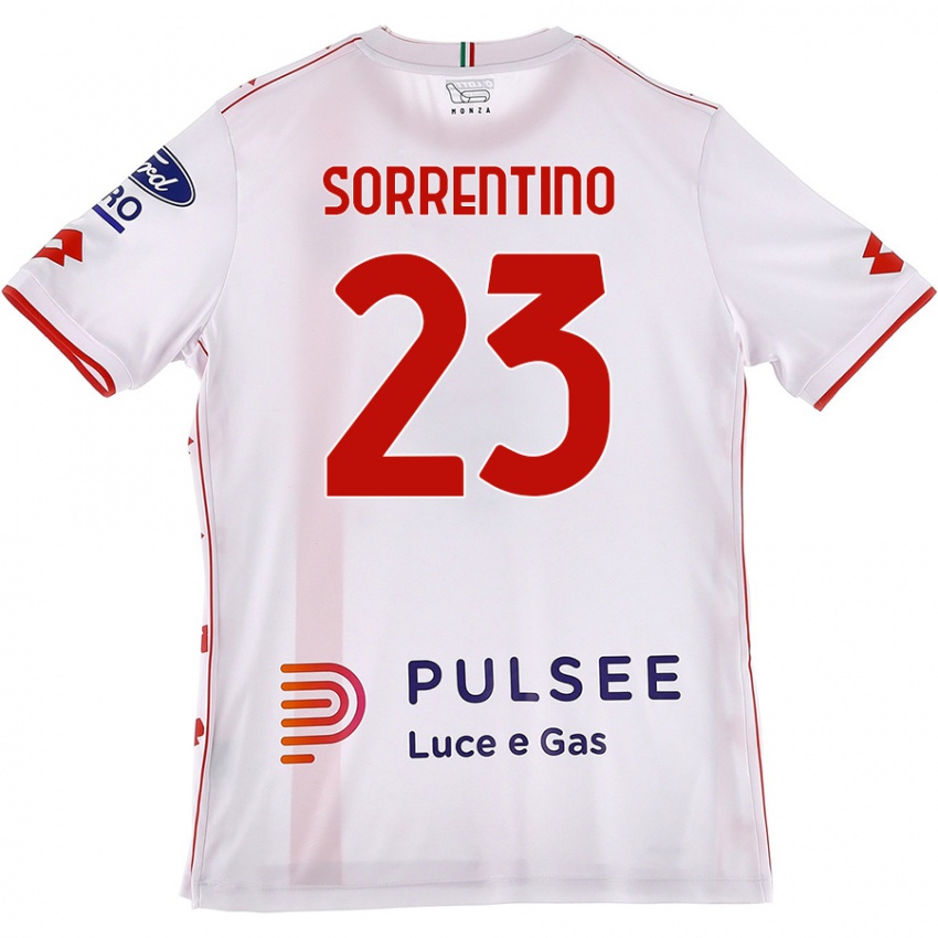 Enfant Maillot Alessandro Sorrentino #23 Blanc Rouge Tenues Extérieur 2024/25 T-Shirt Suisse