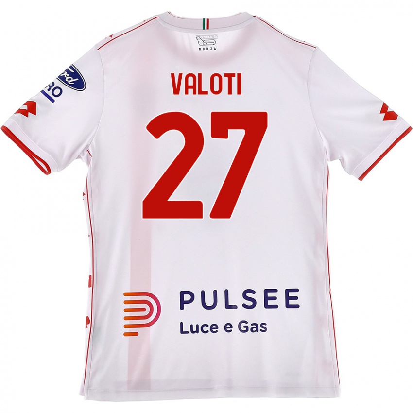 Enfant Maillot Mattia Valoti #27 Blanc Rouge Tenues Extérieur 2024/25 T-Shirt Suisse