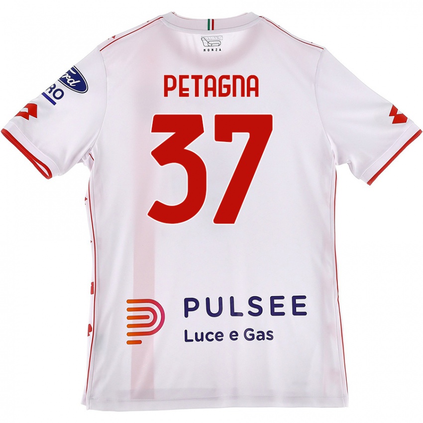 Enfant Maillot Andrea Petagna #37 Blanc Rouge Tenues Extérieur 2024/25 T-Shirt Suisse