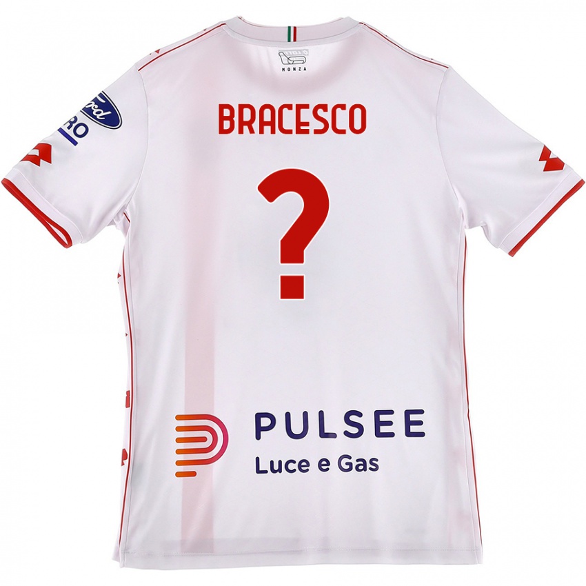 Enfant Maillot Riccardo Bracesco #0 Blanc Rouge Tenues Extérieur 2024/25 T-Shirt Suisse