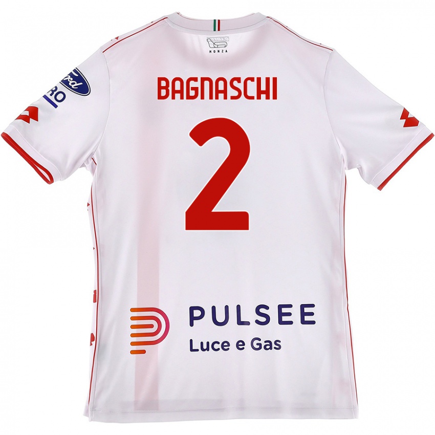 Enfant Maillot Alessandro Bagnaschi #2 Blanc Rouge Tenues Extérieur 2024/25 T-Shirt Suisse