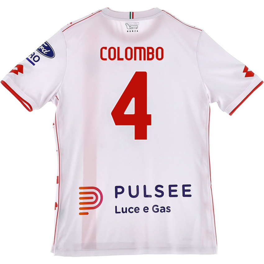 Enfant Maillot Leonardo Colombo #4 Blanc Rouge Tenues Extérieur 2024/25 T-Shirt Suisse