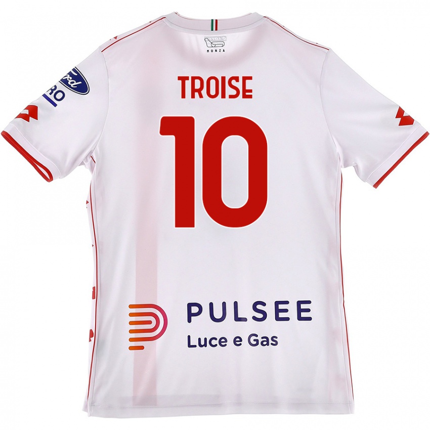 Enfant Maillot Antonio Troise #10 Blanc Rouge Tenues Extérieur 2024/25 T-Shirt Suisse