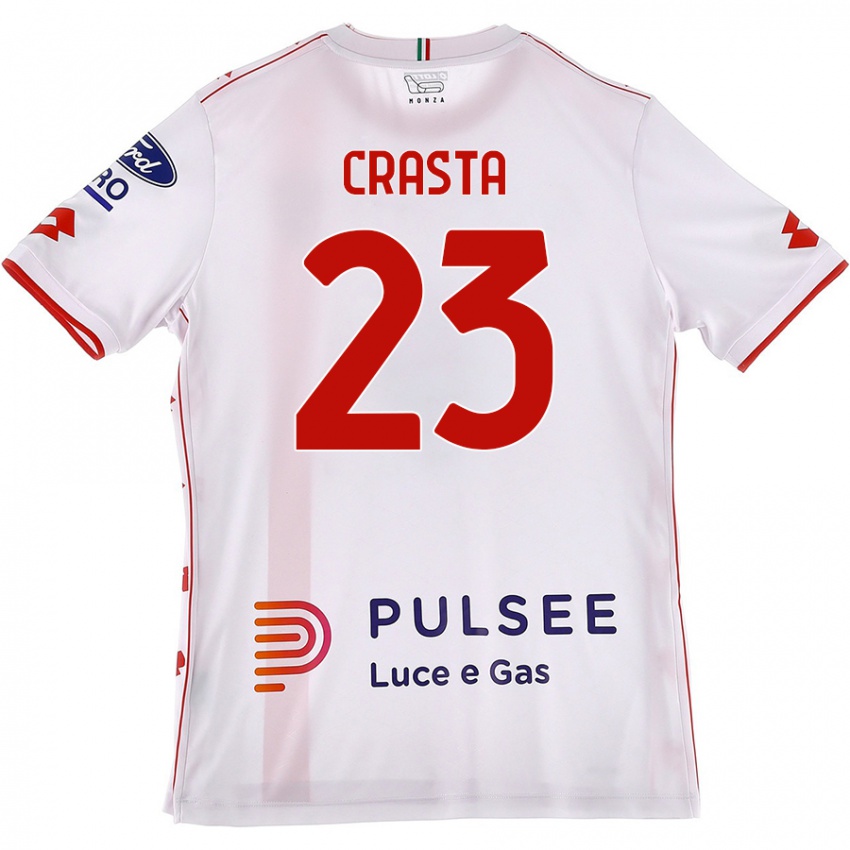 Enfant Maillot Mario Crasta #23 Blanc Rouge Tenues Extérieur 2024/25 T-Shirt Suisse