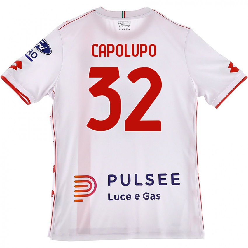 Enfant Maillot Samuele Capolupo #32 Blanc Rouge Tenues Extérieur 2024/25 T-Shirt Suisse