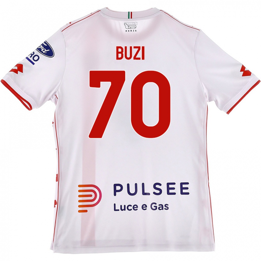 Enfant Maillot Luis Buzi #70 Blanc Rouge Tenues Extérieur 2024/25 T-Shirt Suisse