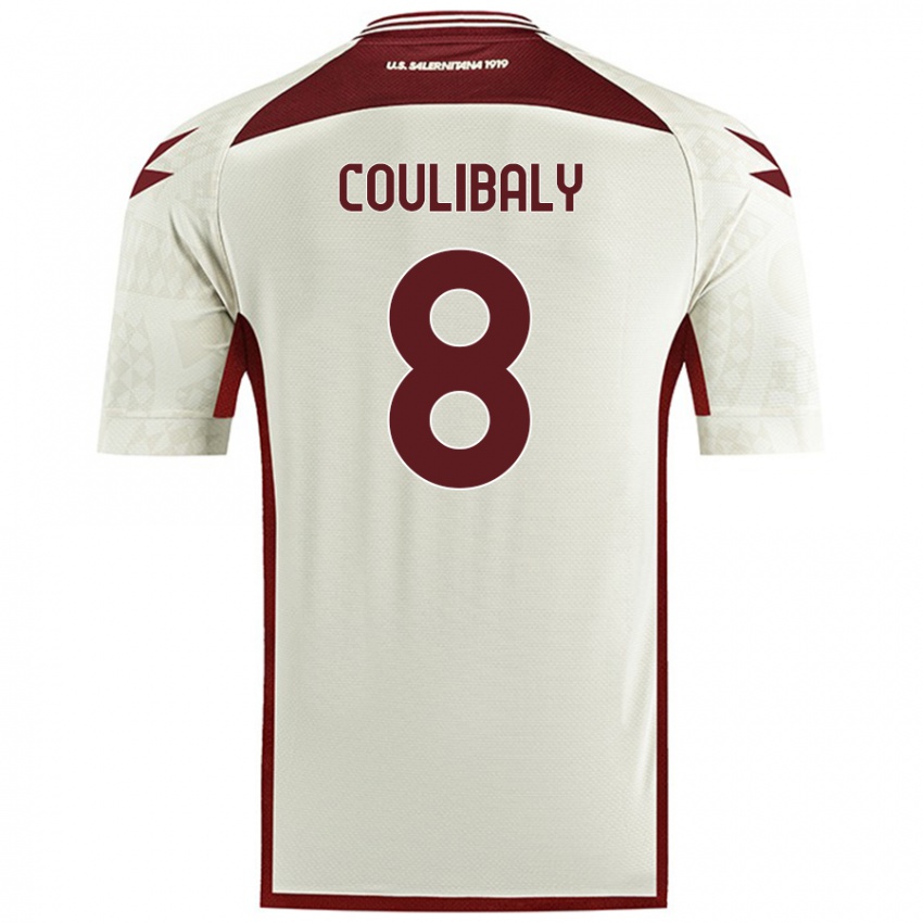 Kinder Mamadou Coulibaly #8 Cremefarben Auswärtstrikot Trikot 2024/25 T-Shirt Schweiz