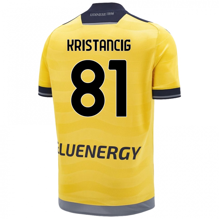 Kinder Luca Kristancig #81 Golden Auswärtstrikot Trikot 2024/25 T-Shirt Schweiz