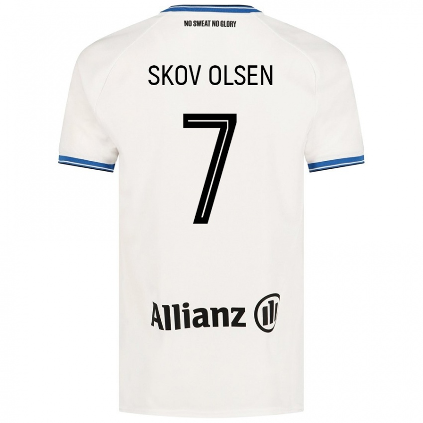 Enfant Maillot Andreas Skov Olsen #7 Blanc Tenues Extérieur 2024/25 T-Shirt Suisse