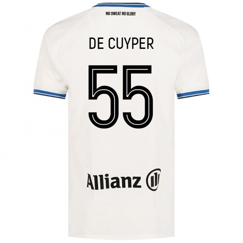 Enfant Maillot Maxim De Cuyper #55 Blanc Tenues Extérieur 2024/25 T-Shirt Suisse