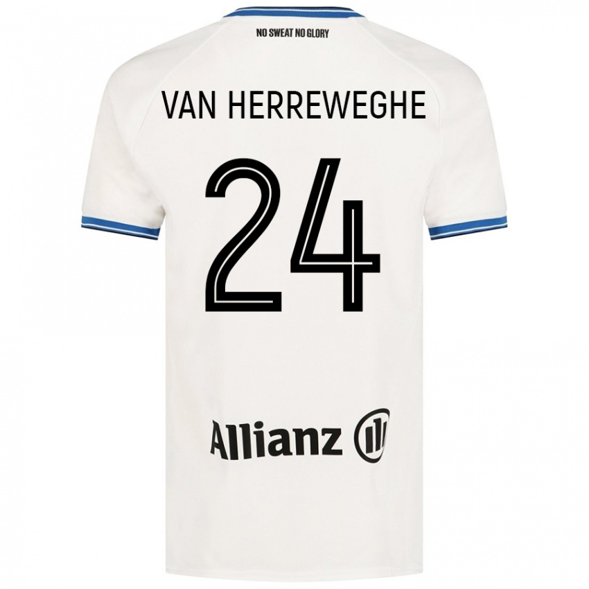 Enfant Maillot Febe Van Herreweghe #24 Blanc Tenues Extérieur 2024/25 T-Shirt Suisse