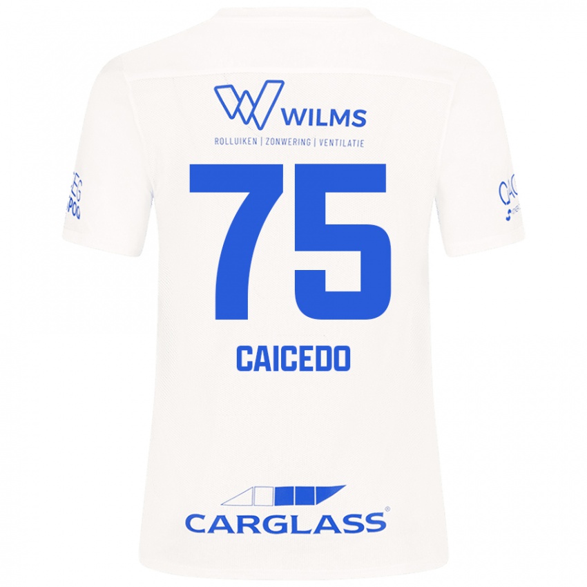 Kinder Alfred Caicedo #75 Weiß Auswärtstrikot Trikot 2024/25 T-Shirt Schweiz