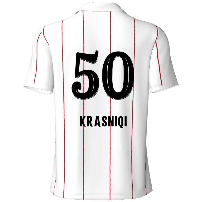 Kinder Laurit Krasniqi #50 Weiß Schwarz Auswärtstrikot Trikot 2024/25 T-Shirt Schweiz